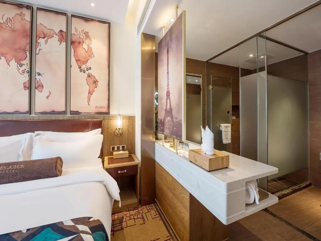 Bed in James Joyce Coffetel Beijing Yizhuang Development Zone Chicheng Times Square