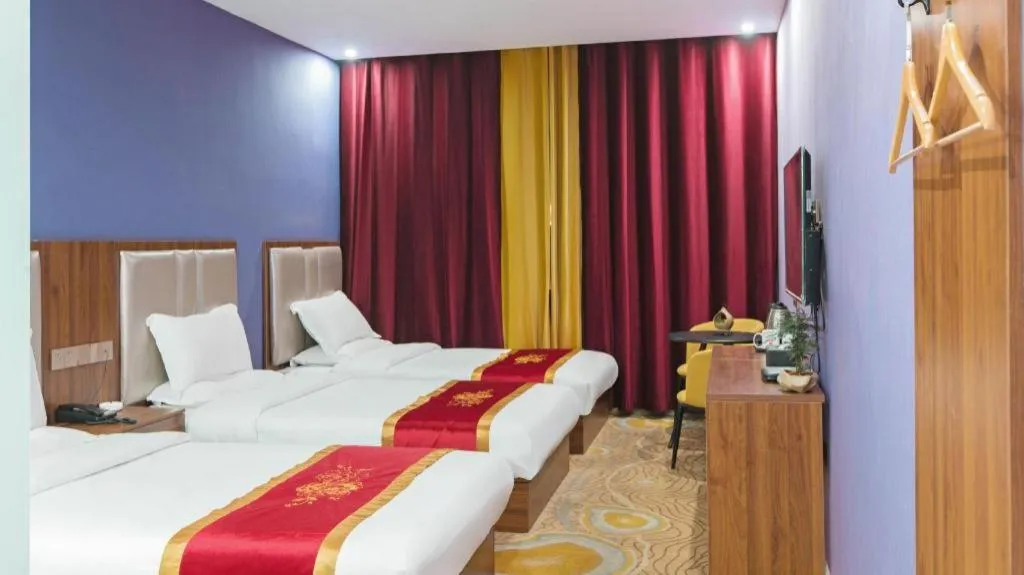 Bed in Shell Hotel Nanyang High-Speed Railway Station Jiangying Airport Huayaocheng