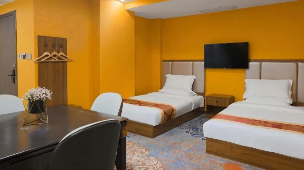Bed in Shell Hotel Nanyang High-Speed Railway Station Jiangying Airport Huayaocheng