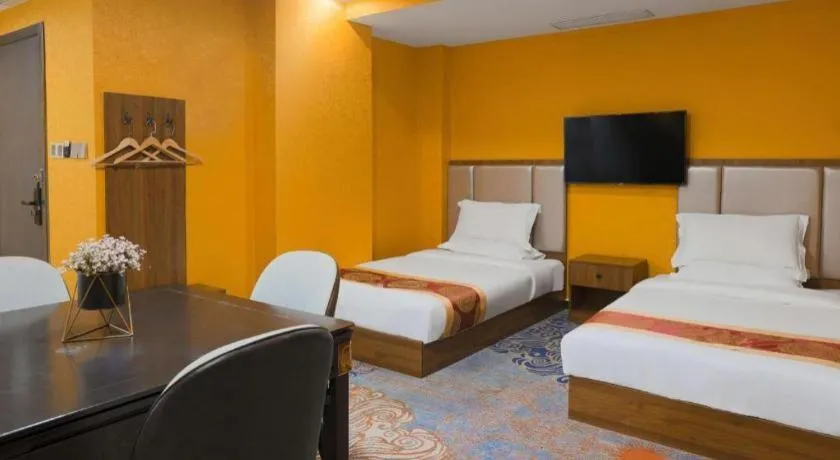 Bed in Shell Hotel Nanyang High-Speed Railway Station Jiangying Airport Huayaocheng
