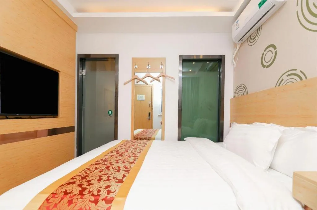 Bed in Shell Hotel Beijing Fangshan District Chengguan Metro Station