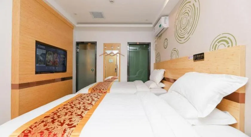 Bed in Shell Hotel Beijing Fangshan District Chengguan Metro Station