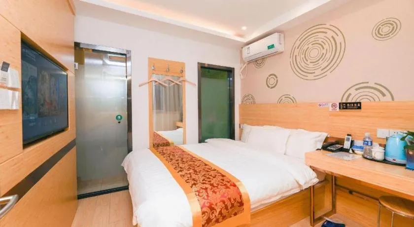 Bed in Shell Hotel Beijing Fangshan District Chengguan Metro Station