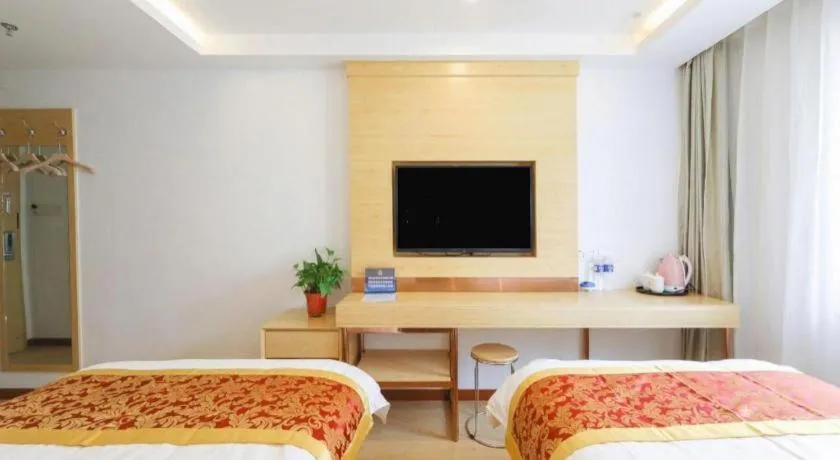 Bed in Shell Hotel Beijing Fangshan District Chengguan Metro Station