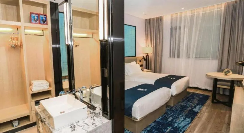 Bed in Echarm Hotel Hefei South Railway Station Qiupuhe Road Metro Station