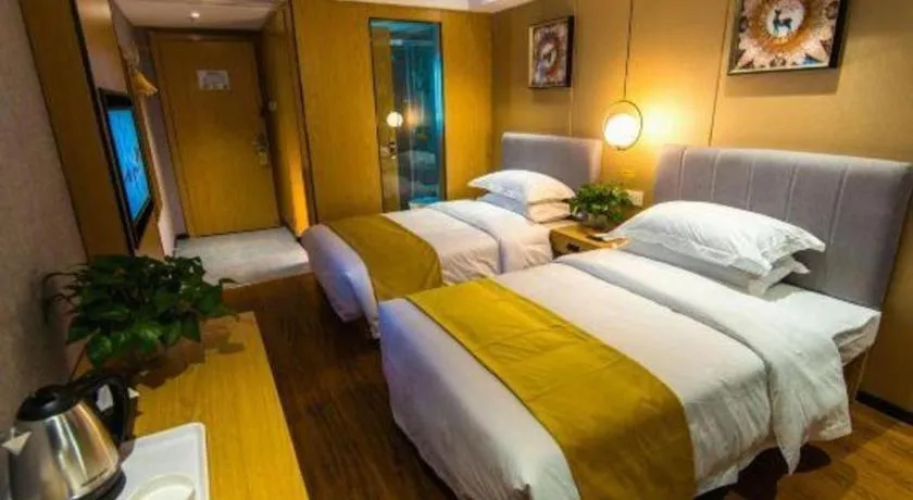 Bed in Echarm Hotel Hefei West Qilitang Metro Station