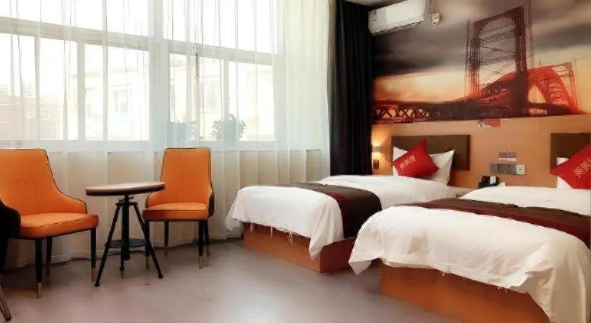 Bed in Thank Inn Hotel Inner Mongolia Baotou Donghe Haode Trade Plaza