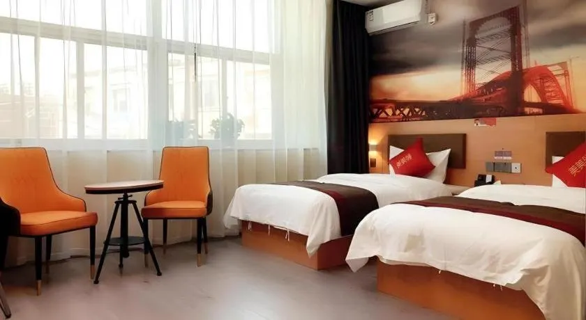 Bed in Thank Inn Hotel Inner Mongolia Baotou Donghe Haode Trade Plaza