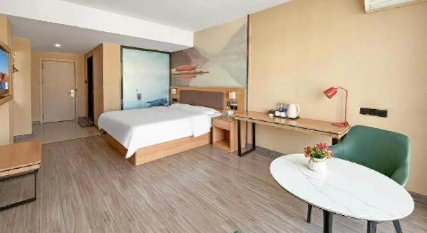 Bed in Thank Inn Hotel Shandong Heze Mudan District Bayi Road Pedestrian Street