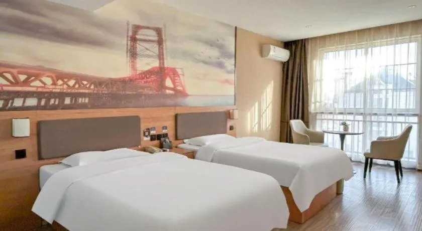 Bed in Thank Inn Hotel Shandong Heze Mudan District Bayi Road Pedestrian Street