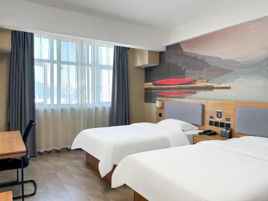 Bed in Thank Inn Hotel Shandong Heze Mudan District Bayi Road Pedestrian Street