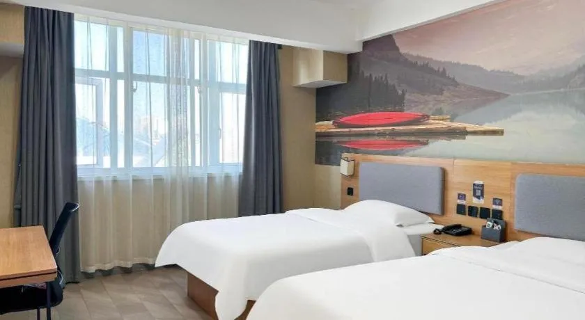 Bed in Thank Inn Hotel Shandong Heze Mudan District Bayi Road Pedestrian Street