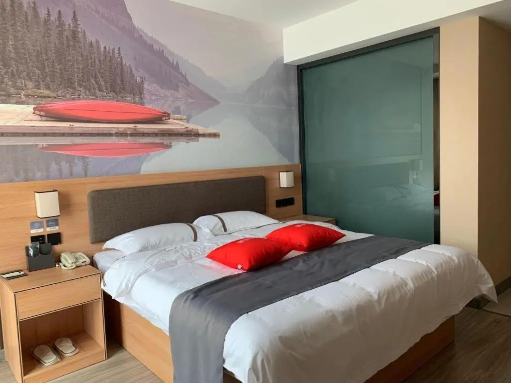 Bed in Thank Inn Hotel Shandong Heze Mudan District Bayi Road Pedestrian Street