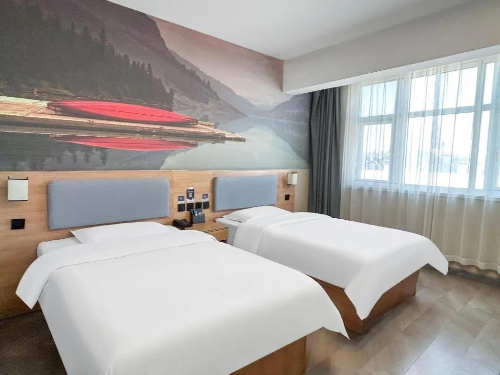 Bed in Thank Inn Hotel Shandong Heze Mudan District Bayi Road Pedestrian Street