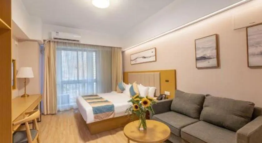 Bed in VX Hotel Wuxi Xinwu District Executive Center Wanda Plaza