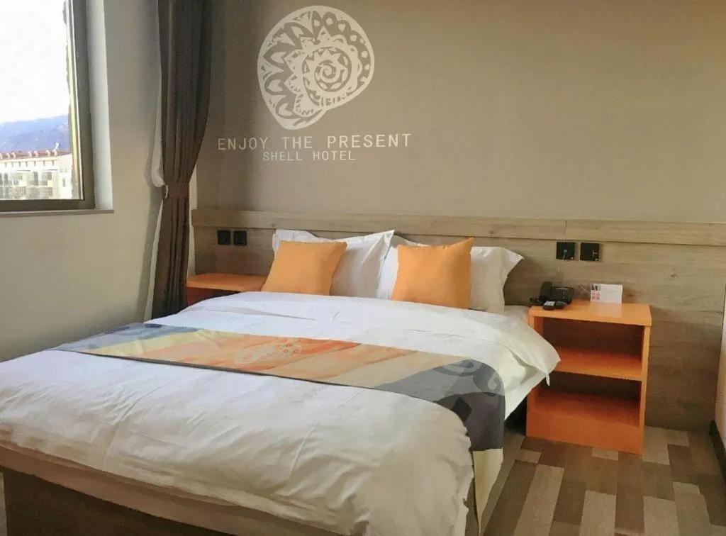 Bed in Shell Hotel Beijing Miyun District Shuiku Yangguang