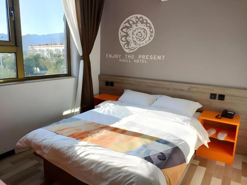 Bed in Shell Hotel Beijing Miyun District Shuiku Yangguang