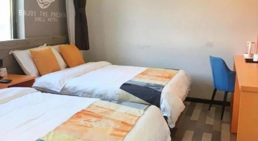 Bed in Shell Hotel Beijing Miyun District Shuiku Yangguang