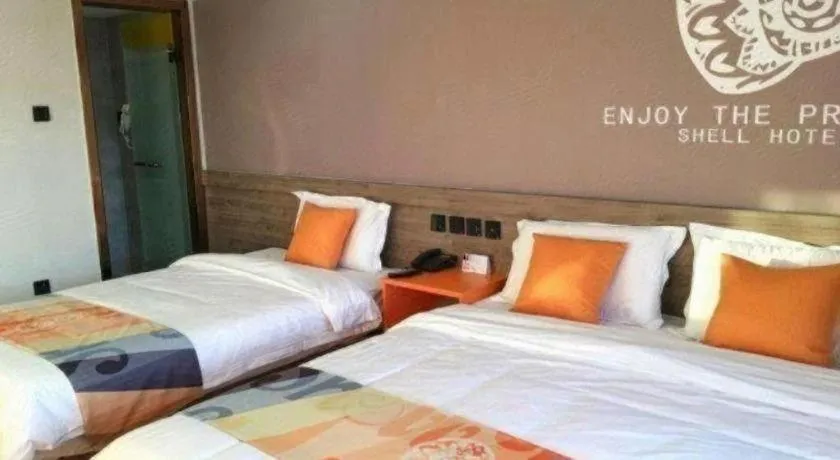 Bed in Shell Hotel Beijing Miyun District Shuiku Yangguang