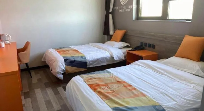 Bed in Shell Hotel Beijing Miyun District Shuiku Yangguang