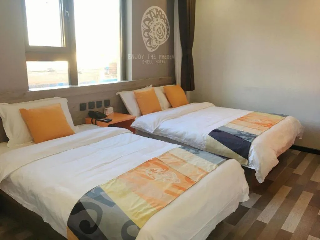 Bed in Shell Hotel Beijing Miyun District Shuiku Yangguang