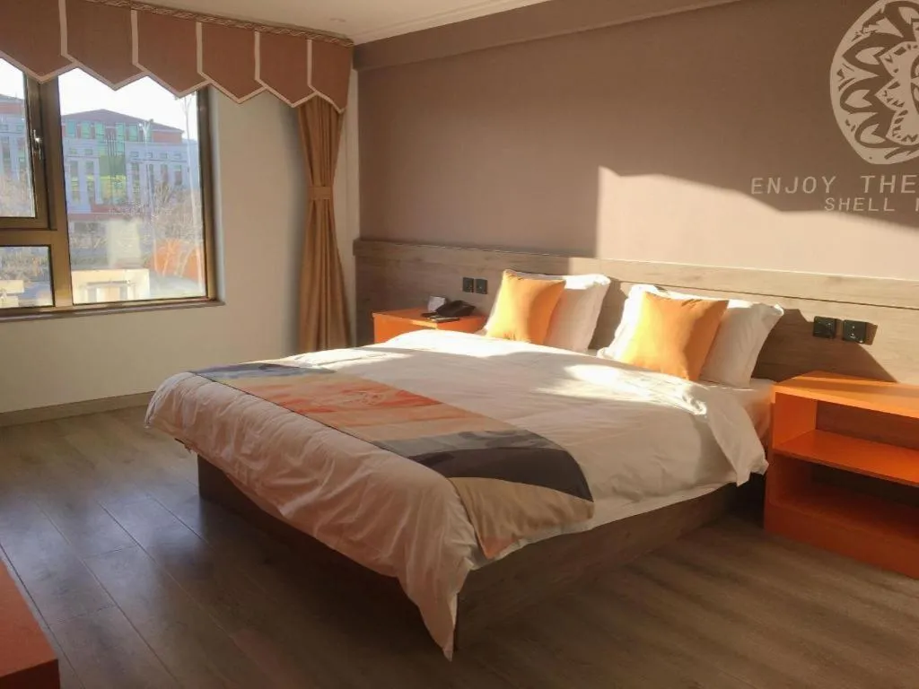 Bed in Shell Hotel Beijing Miyun District Shuiku Yangguang