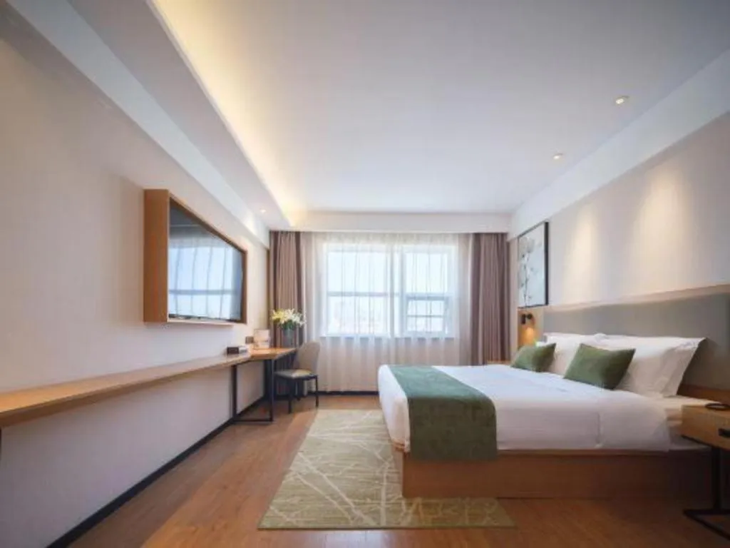 Bed in GreenTree Inn Luoyang Railway Station Wangfujing Wangcheng Park