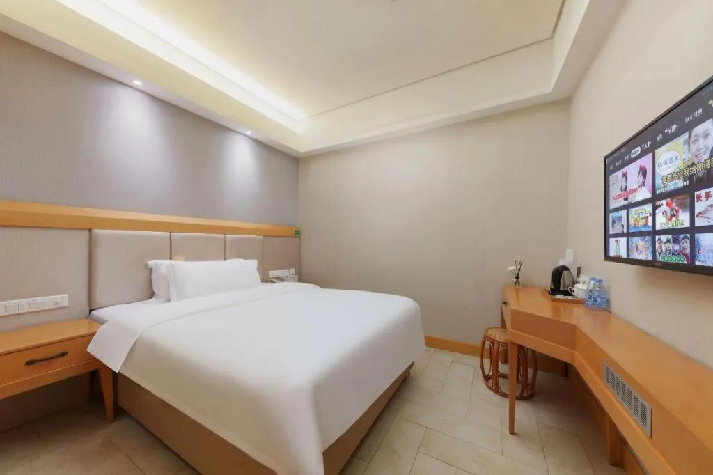 Bed in GreenTree Alliance Hotel Shenzhen Futian District Xiangmi Lake Xiangmei Mountain Metro Station