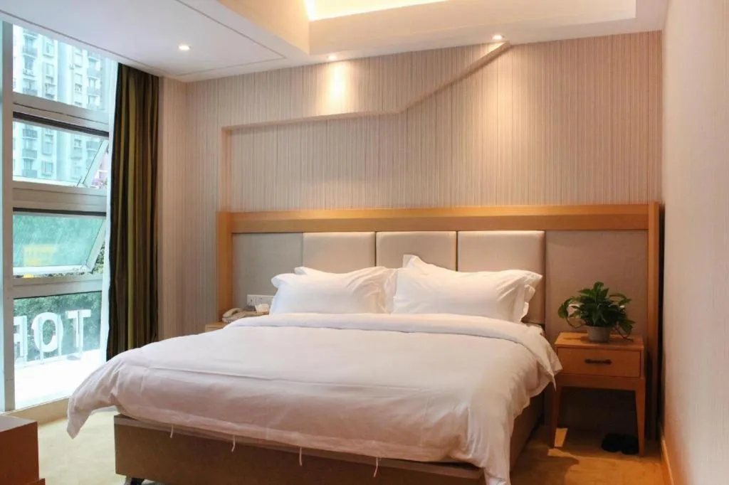 Bed in GreenTree Alliance Hotel Shenzhen Futian District Xiangmi Lake Xiangmei Mountain Metro Station