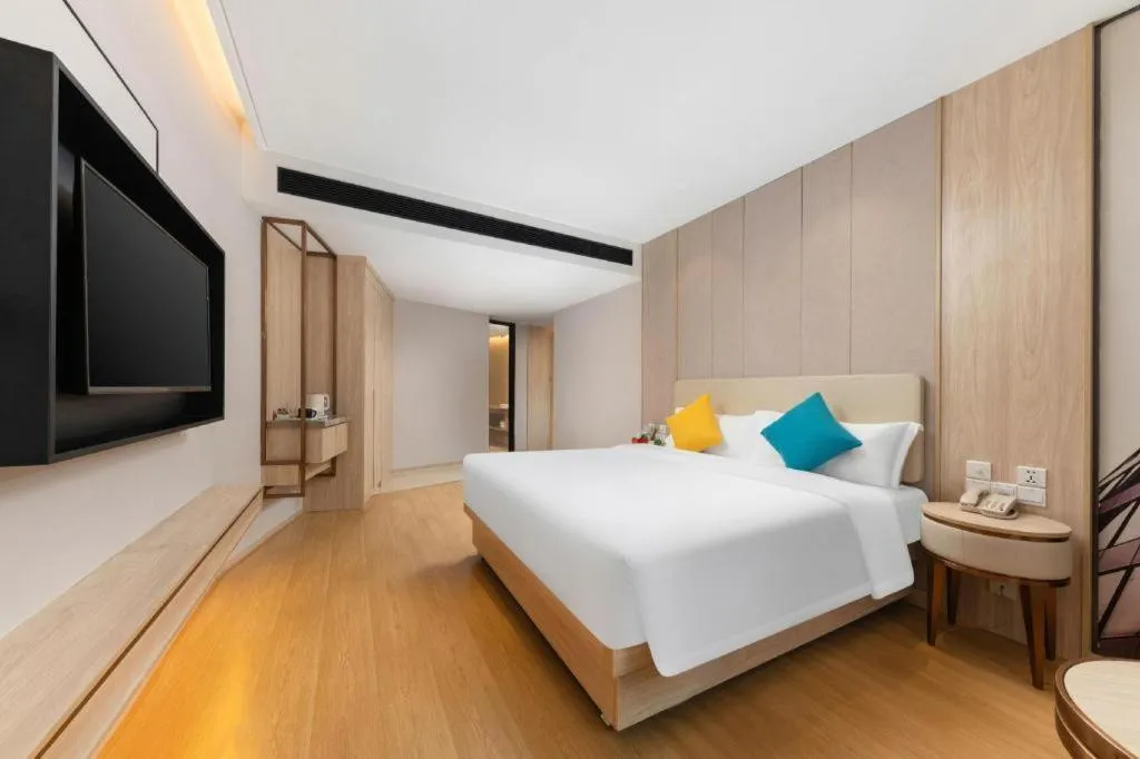 Bed in GreenTree Eastern Hotel Shenzhen Nanshan District Qianhai Free Trade Zone Lilin Metro Station