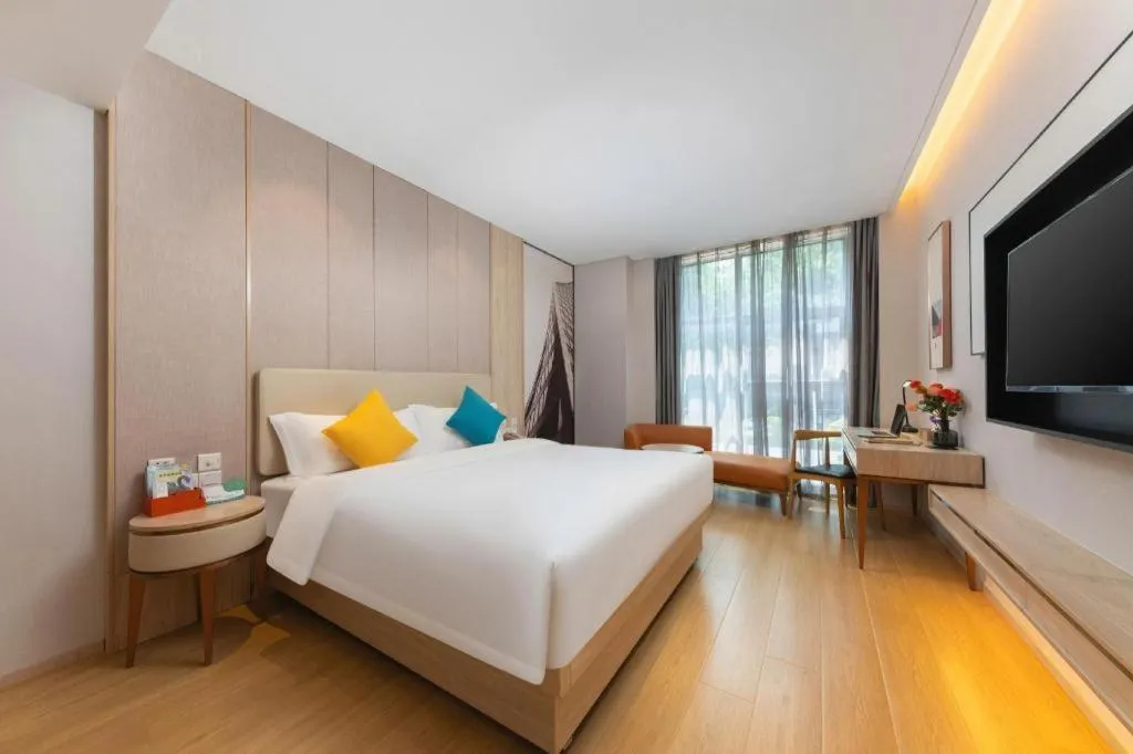 Bed in GreenTree Eastern Hotel Shenzhen Nanshan District Qianhai Free Trade Zone Lilin Metro Station