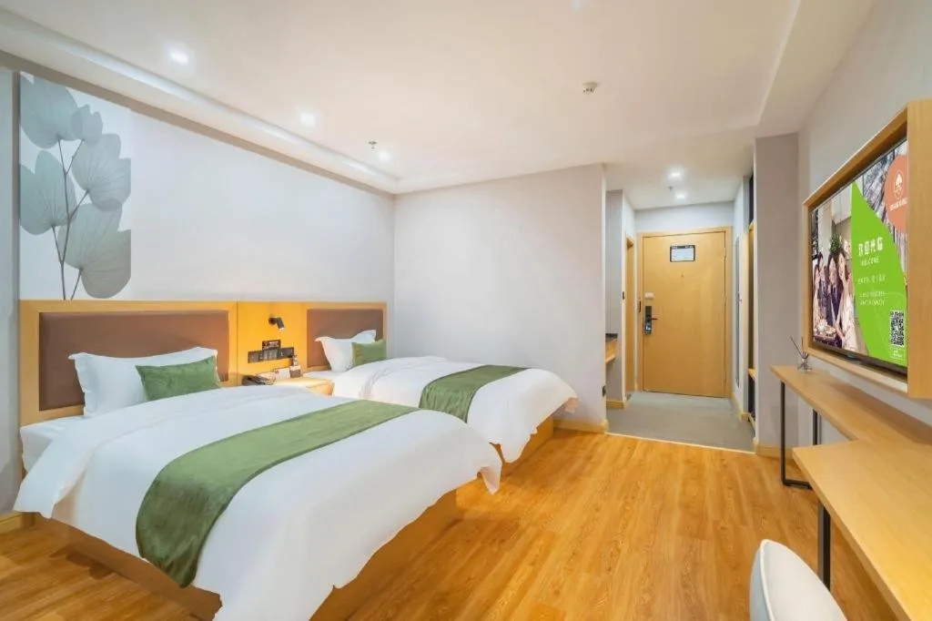 Bed in GreenTree Inn Jiangsu Huai'an Qiangjiangpu District Shuidukou Avenue