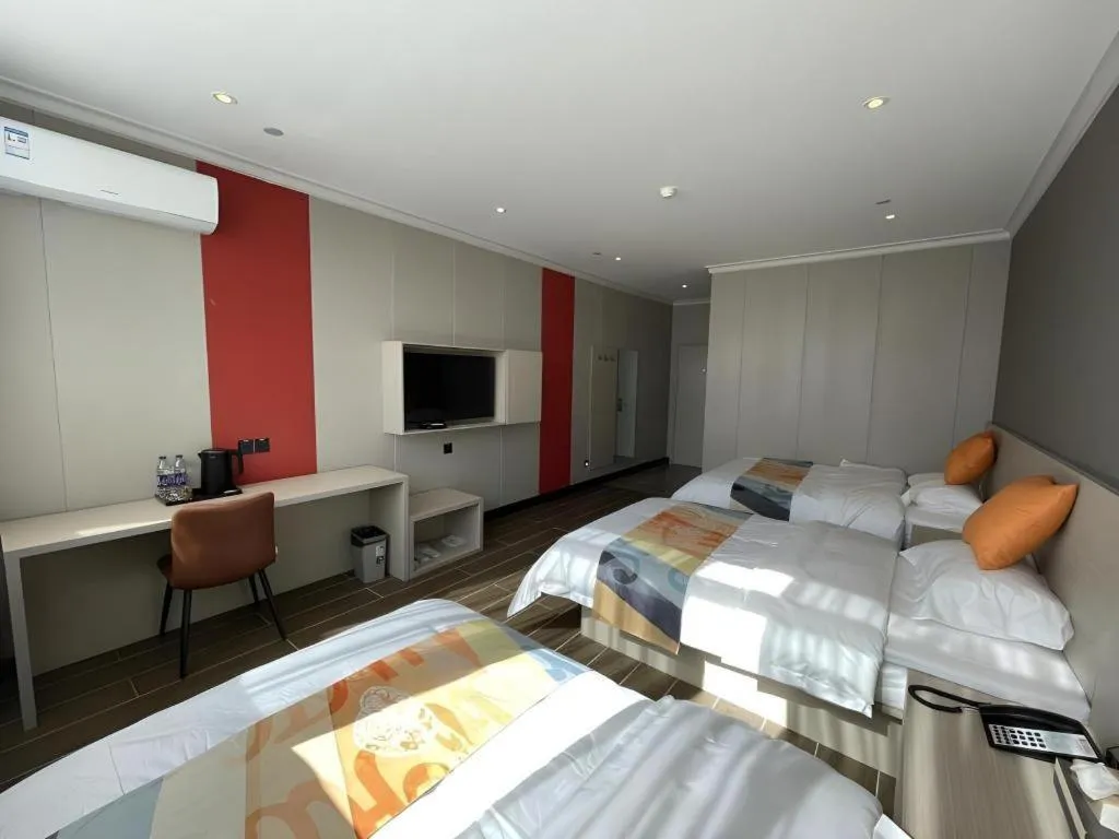 Bed in Shell Hotel Huai'an Zhuqiao Industrial Park