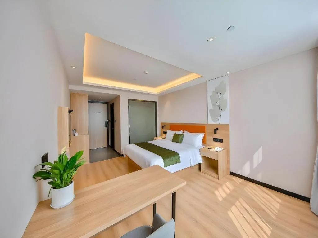 Bed in Green Tree Inn Express Zhejiang Zhoushan Xincheng Zheda