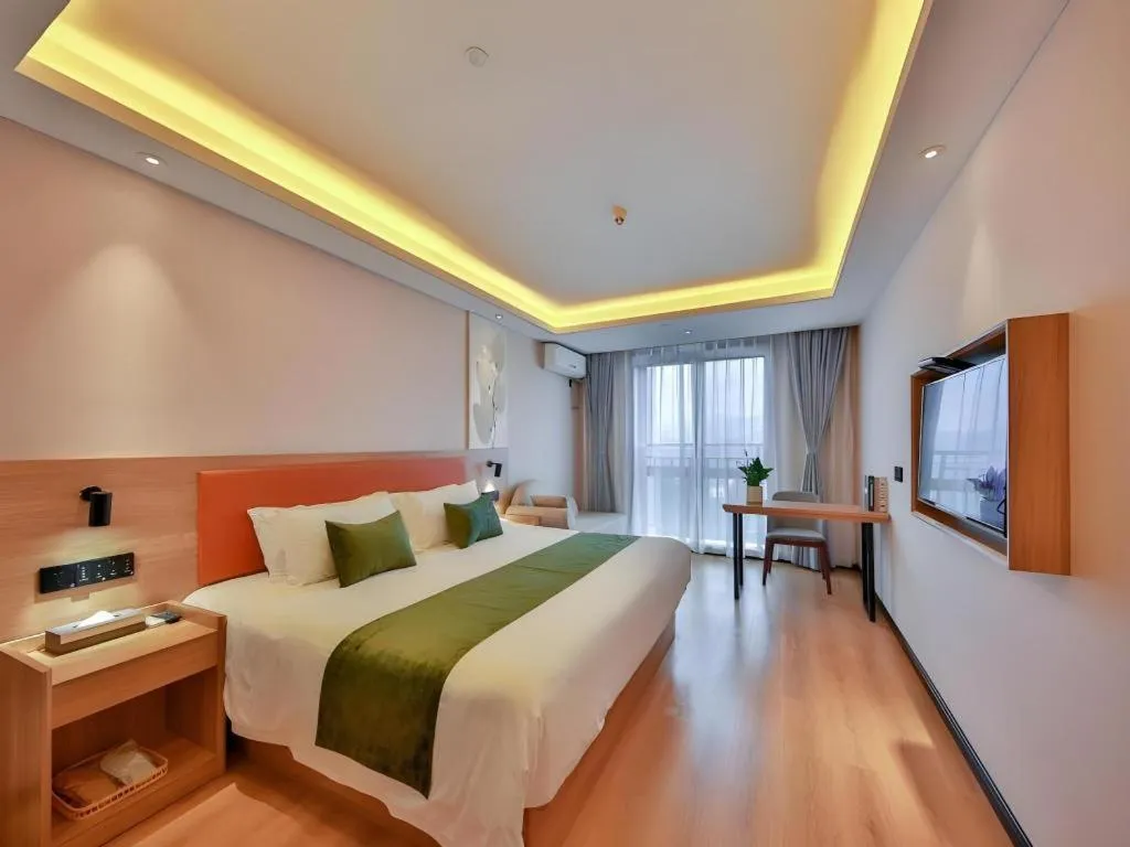 Bed in Green Tree Inn Express Zhejiang Zhoushan Xincheng Zheda