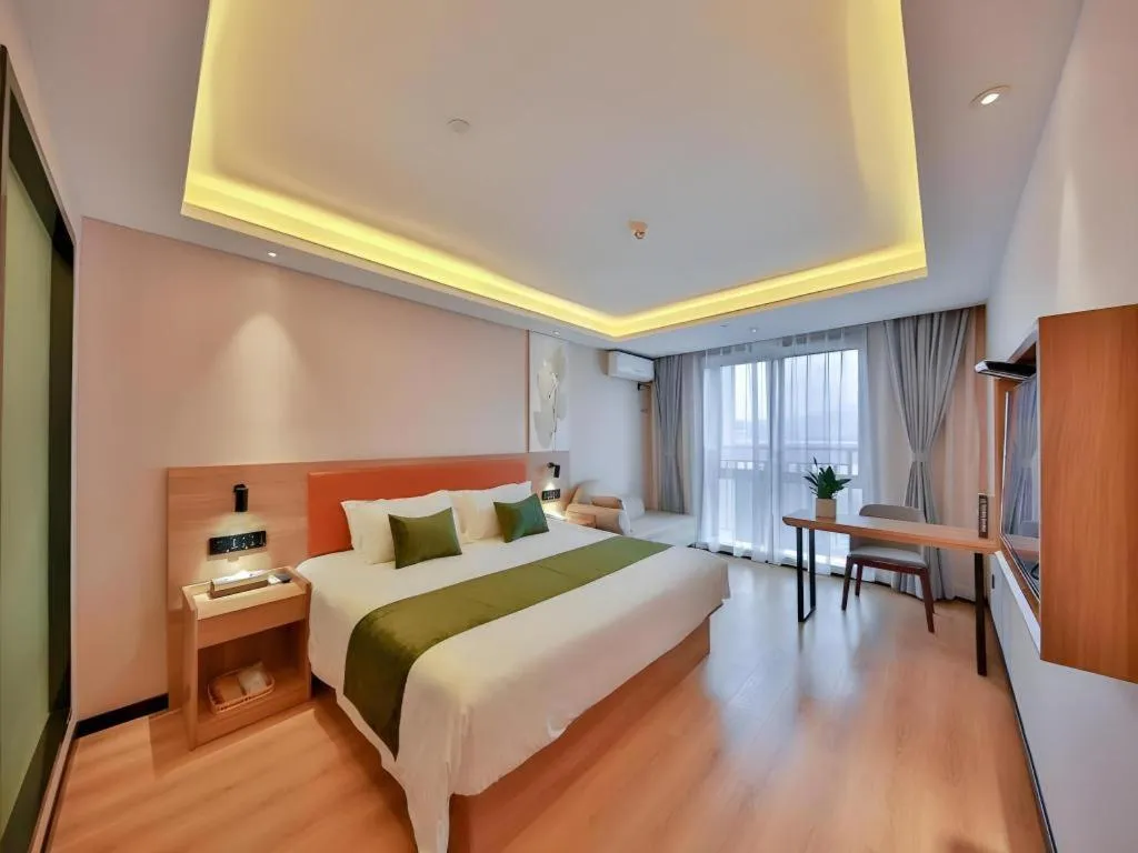 Bed in Green Tree Inn Express Zhejiang Zhoushan Xincheng Zheda