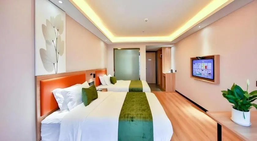 Bed in Green Tree Inn Express Zhejiang Zhoushan Xincheng Zheda