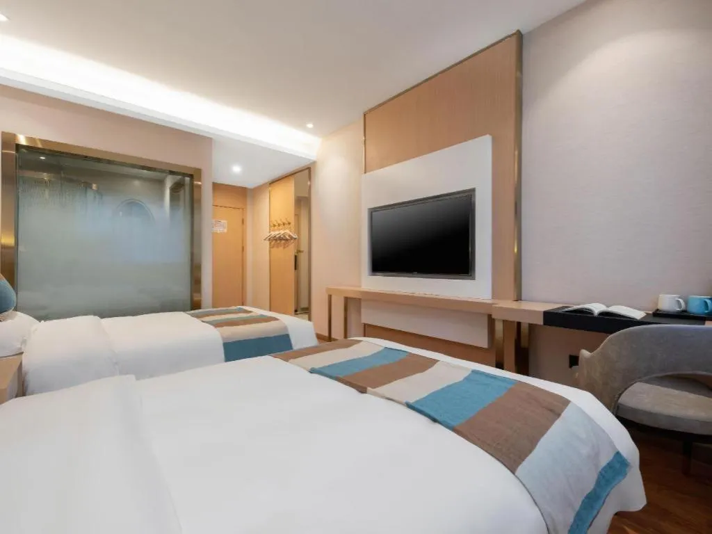 Bed in VX Hotel Beijing Daxing Wufutang Metro Station Zhongke Dianshanggu