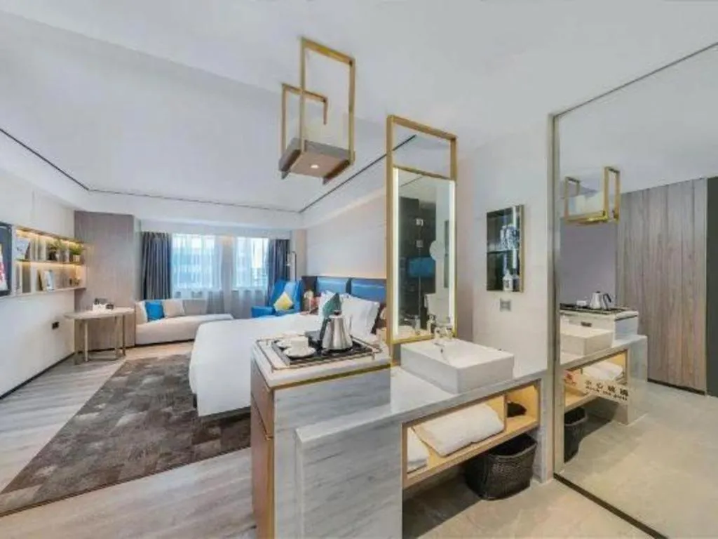 Bed in Echarm Plus Hotel Hangzhou Binjiang Xingguang Avenue