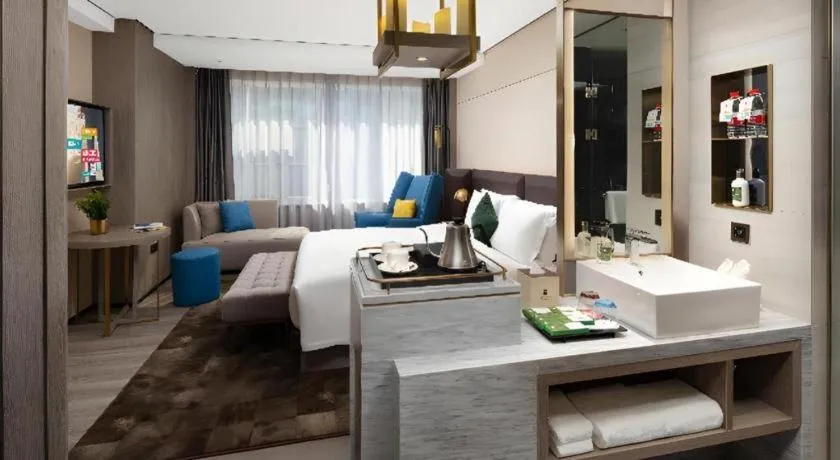 Bed in Echarm Plus Hotel Hangzhou Binjiang Xingguang Avenue