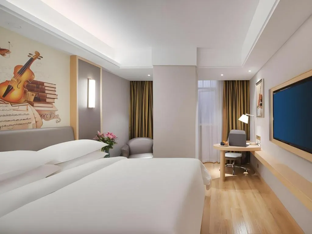 Bed in Vienna Hotel Shanghai Hongqiao Hub National Exhibition Center Huqingping Road