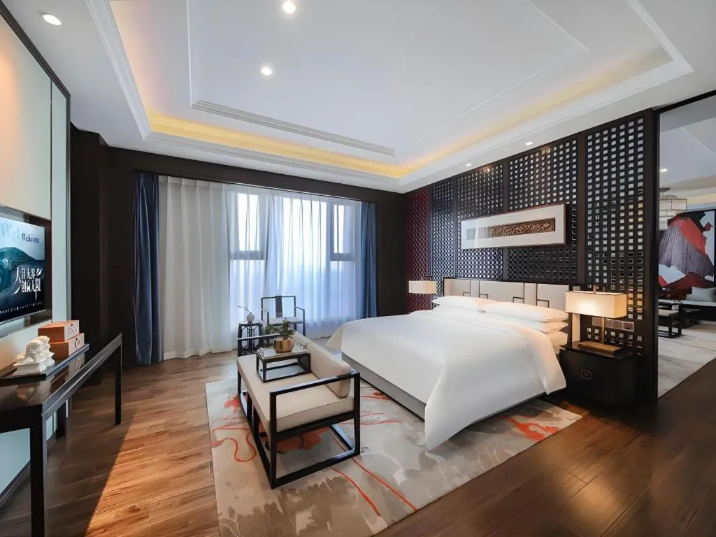 Bed in Venus Royal Hotel Ordos Yijinhuoluo Banner Olympic