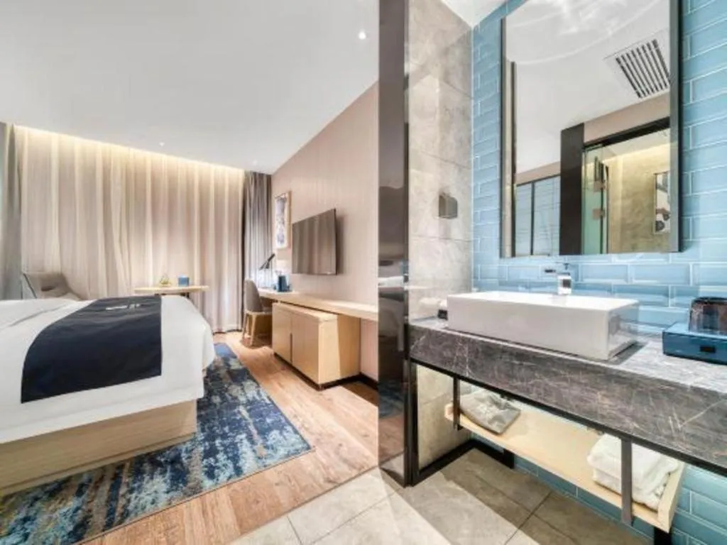 Bed in Echarm Hotel Chengdu Global Center Century City New Exhibition