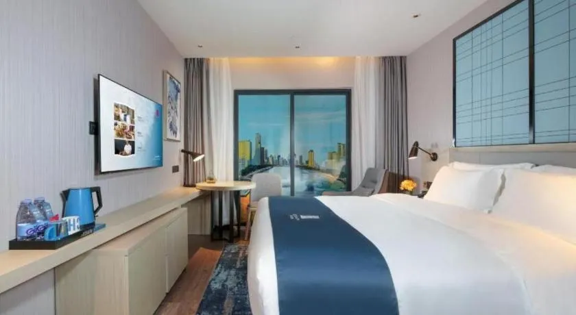 Bed in Echarm Hotel Chengdu Global Center Century City New Exhibition