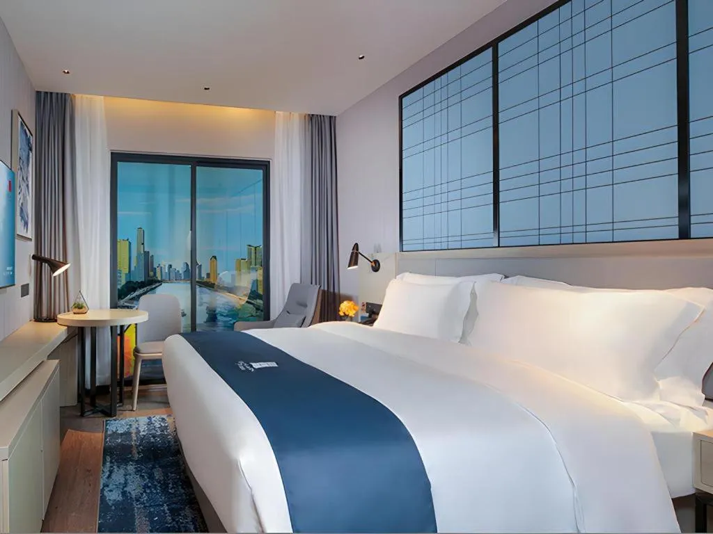 Bed in Echarm Hotel Chengdu Global Center Century City New Exhibition