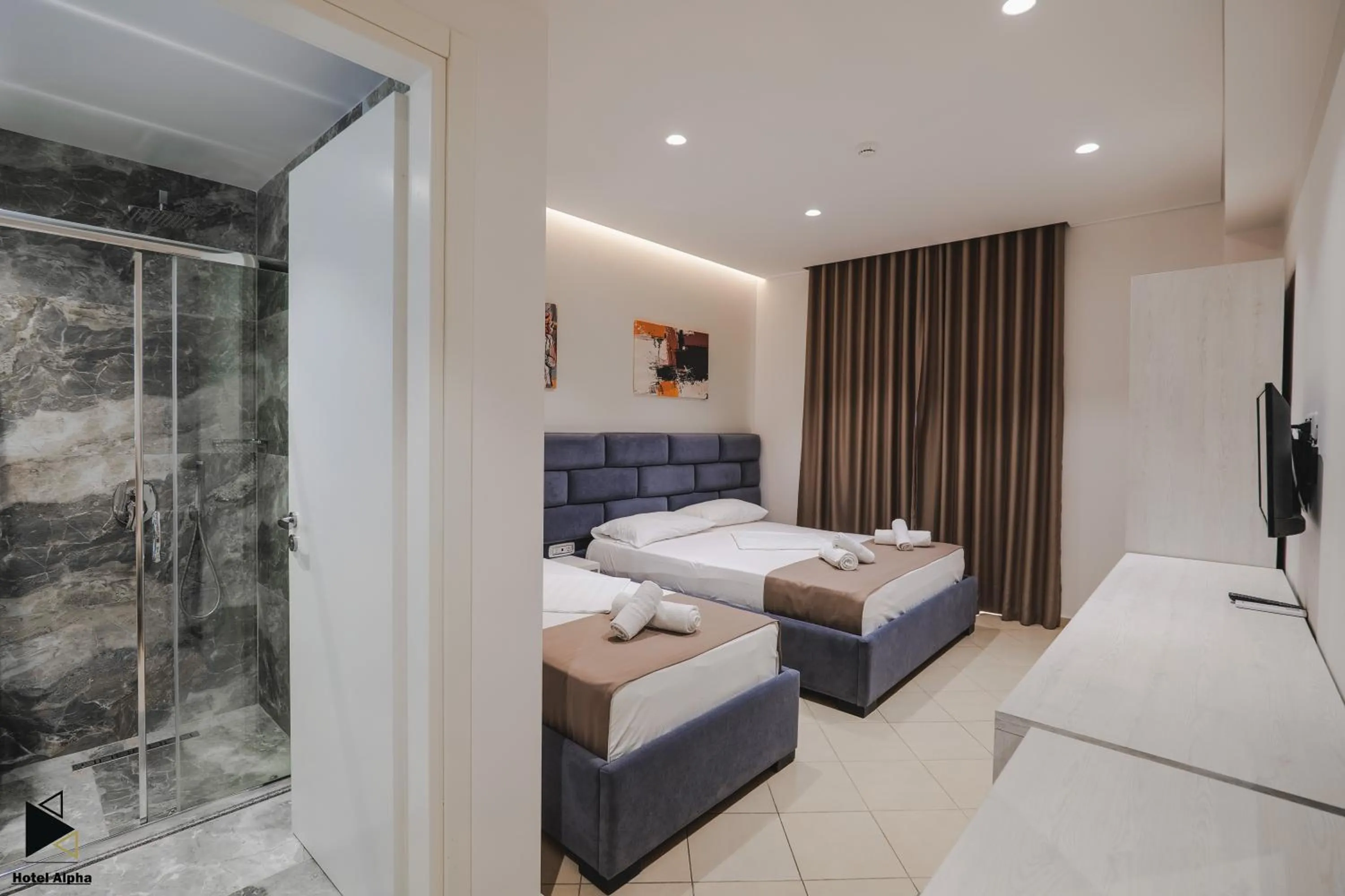 View (from property/room), Bed in Hotel Alpha