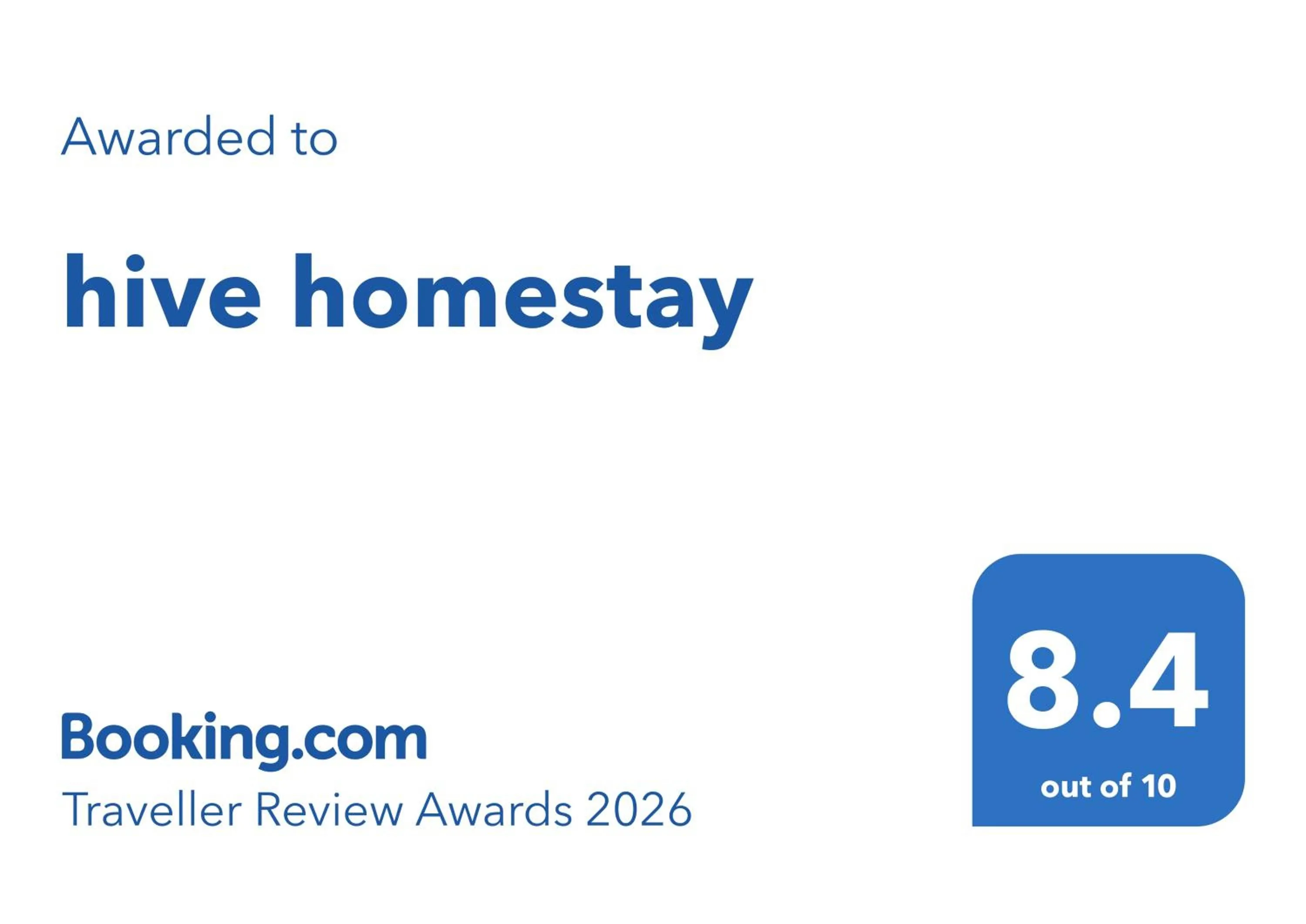 Certificate/Award in hive homestay