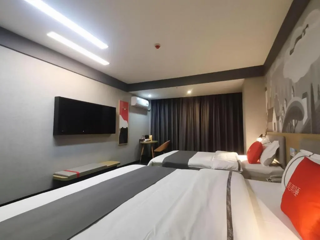 Bed in Thank Hotel Shanxi Lvliang Zhongyang County North Fengcheng Street