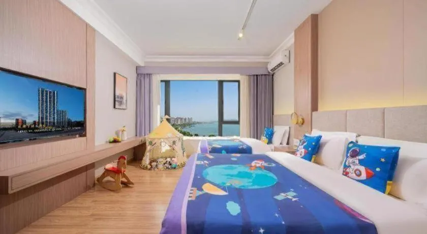 Bed in Poltton International Service Apartment Shanwei Urban District High-speed Railway Station