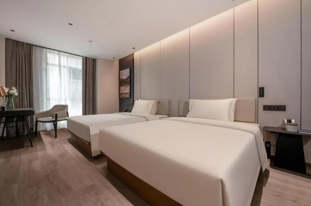 Bed in Atour Hotel Hangzhou Xixi Xihu District Cultural and Sports Center